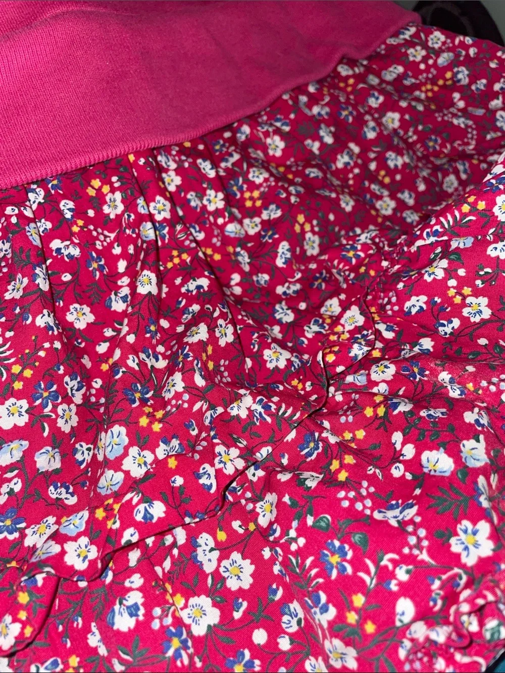 Ralph Lauren Hot Pink Sweatshirt Dress with Floral Skirt